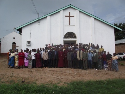 Bishop Mwita with church elders after the seminar