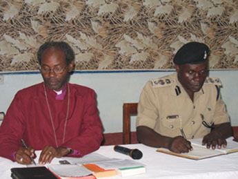 Bishop Mwita with ACP Kamugisha, the Regional Police Commander for Tarime-Rorya